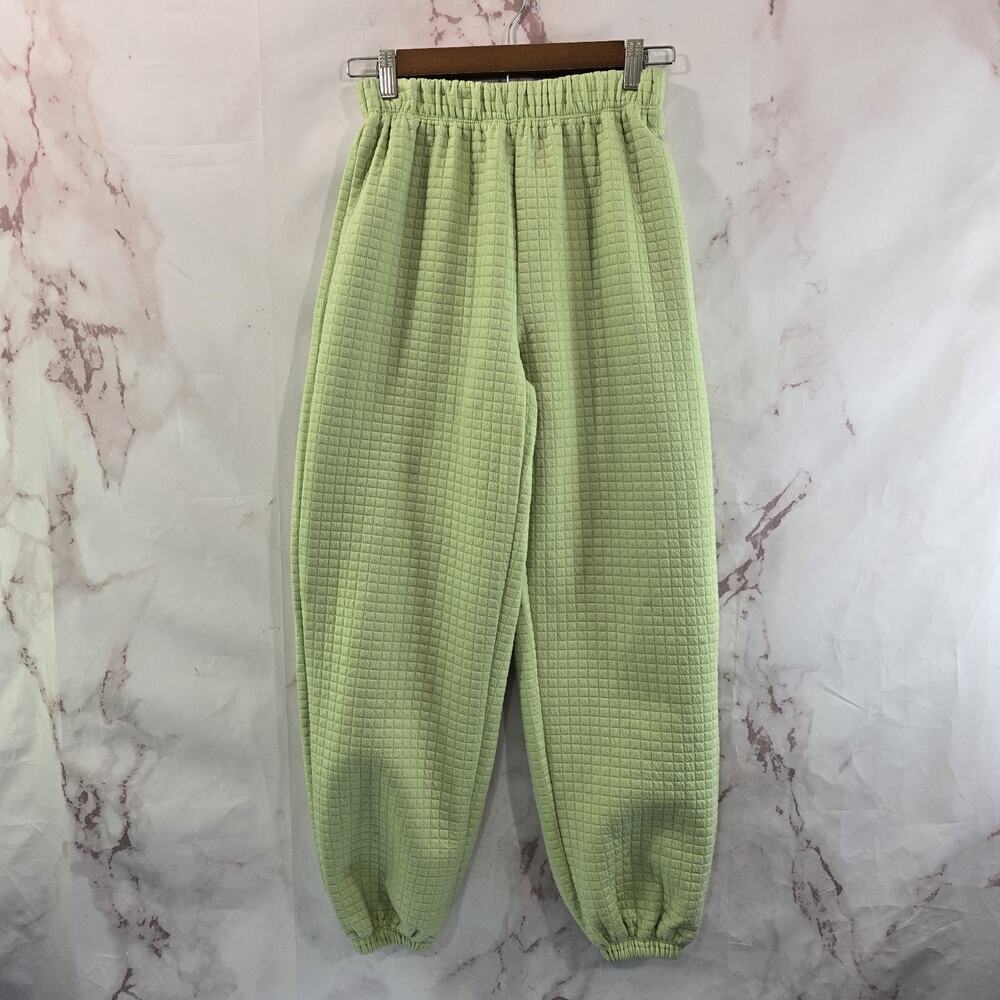 Princess Polly Pants Womens 2 XS Sweatpants Quilted Joggers High Rise Lime